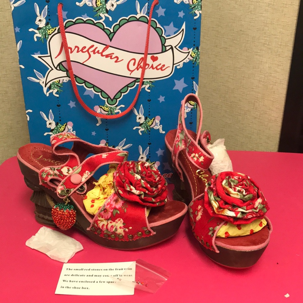 Irregular Choice “Oriental Sun So” heels, red